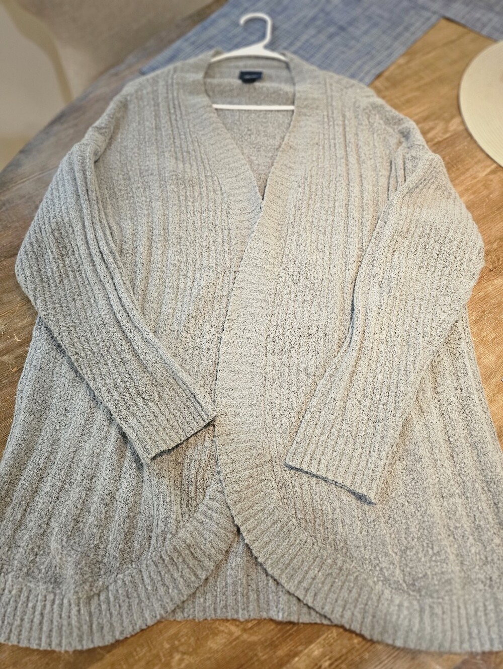 Daytrip Open Front Ribbed Knit Cardigan Gray Women's L EUC